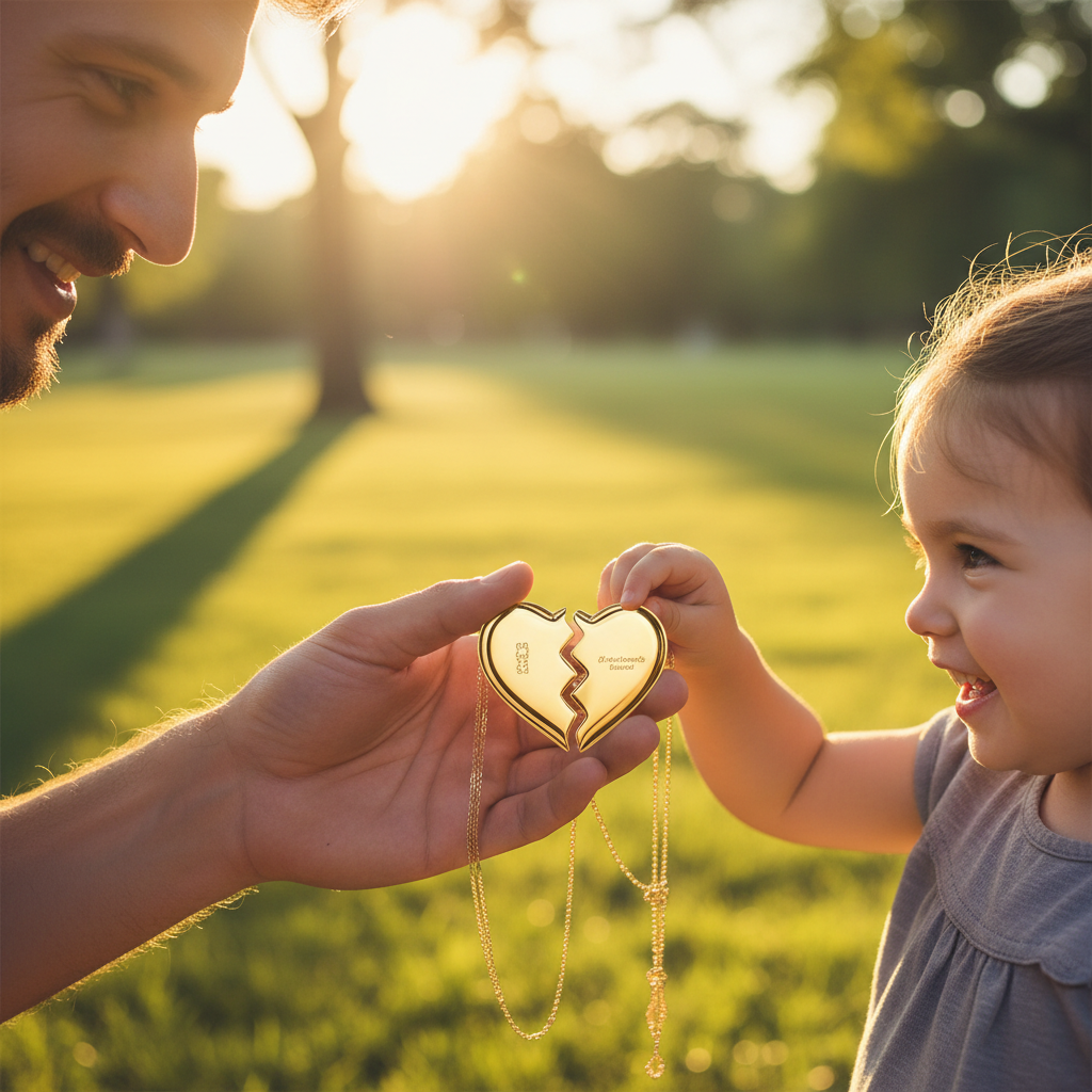 Dad & Daughter Gold Split Heart