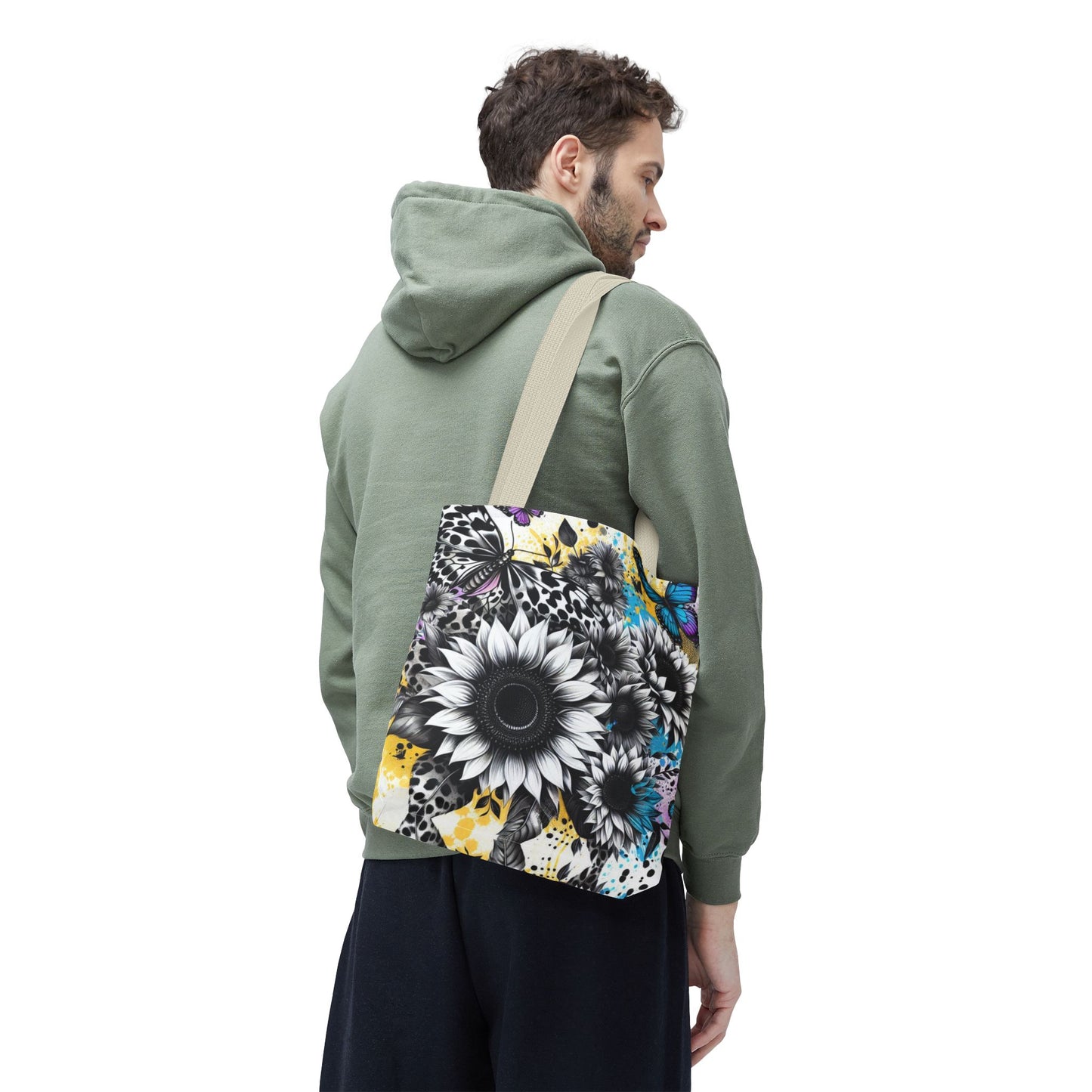 Sunflower & Butterflies Tote Bag — Color Splash Floral All-Over Print