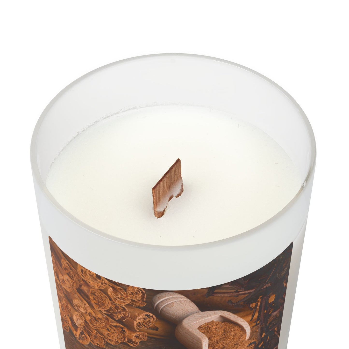 Vanilla Frosted Glass Candle – 11oz Scented Soy Candle with Wooden Lid