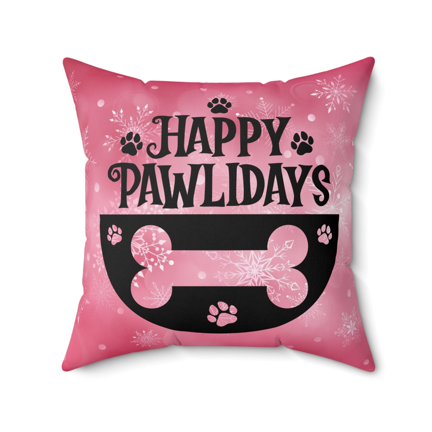 Pet Dog Holiday Theme Spun Polyester Square Pillow, Animal Lovers, Pet Dog Lover's Holiday Decor, Pet Holiday Quote, Decor for Home or Office