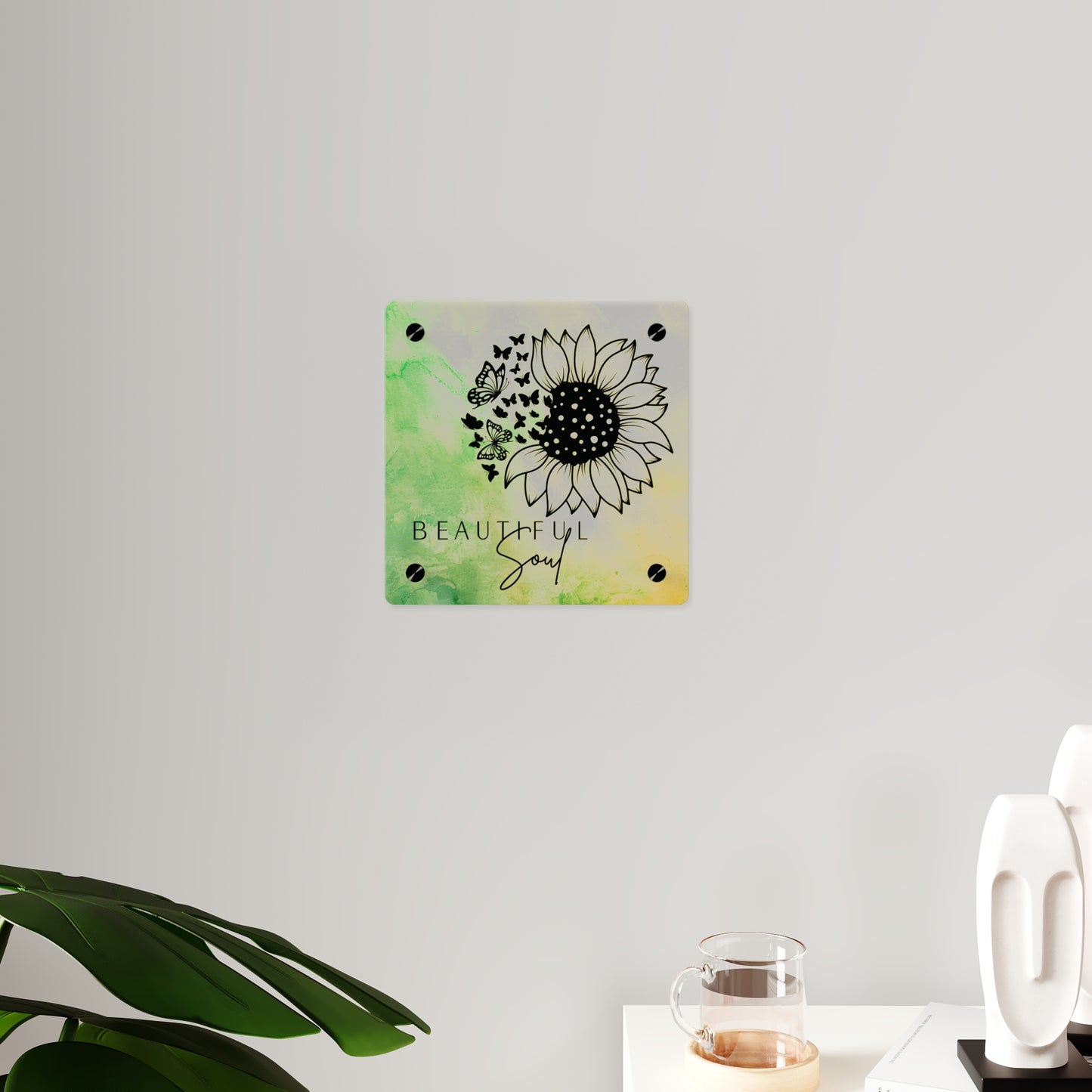 Beautiful Soul Acrylic Wall Art Panel with Sunflower Design