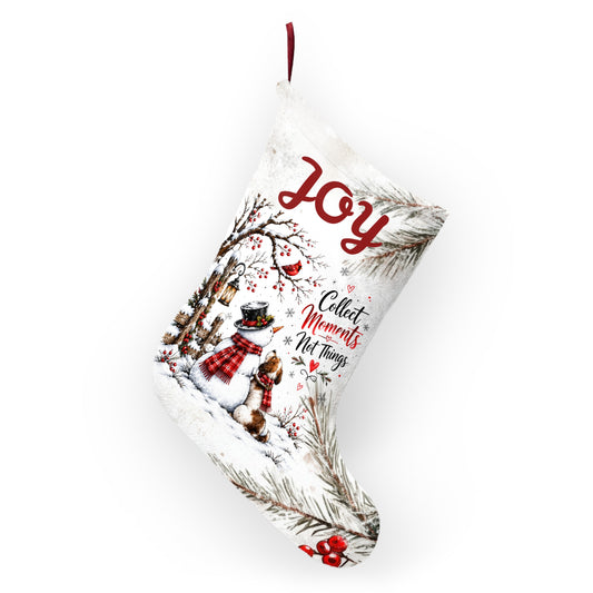 Personalizable Joy Christmas Stocking – Collect Moments, Not Things Holiday Decor