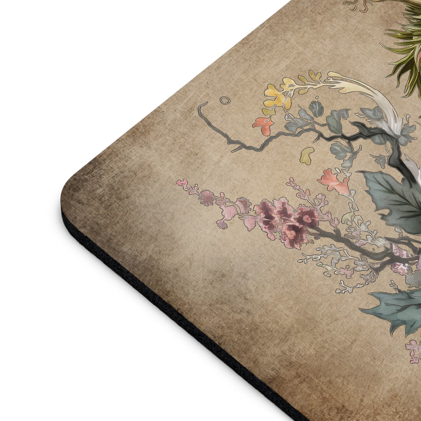 Elegant Floral Dragon Desk Mouse Pad - Perfect for Home Office Decor