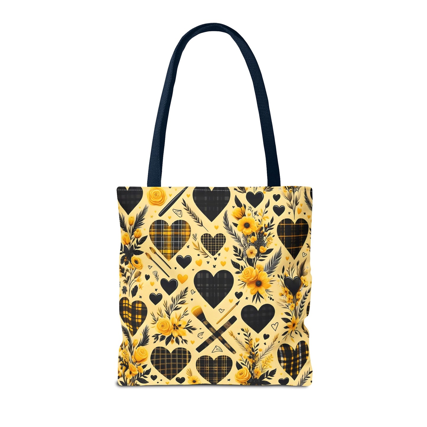 Plaid Floral With Hearts Love Tote Bag(AOP)