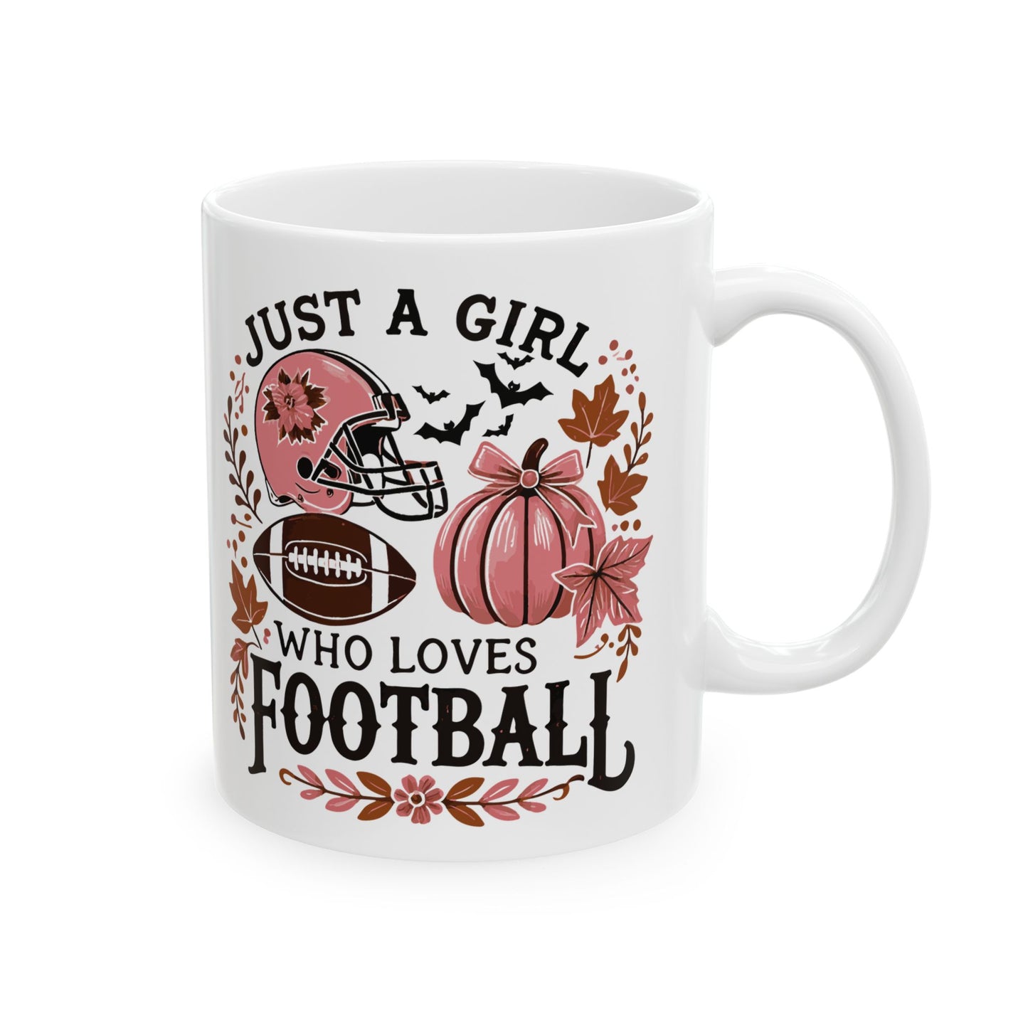 Football Theme For Her Ceramic Mug, (11oz, 15oz), Cute Football Quote for Her, Coffee, Tea, Hot Chocolate Lovers, Football Lovers, Great Gift Idea for Her