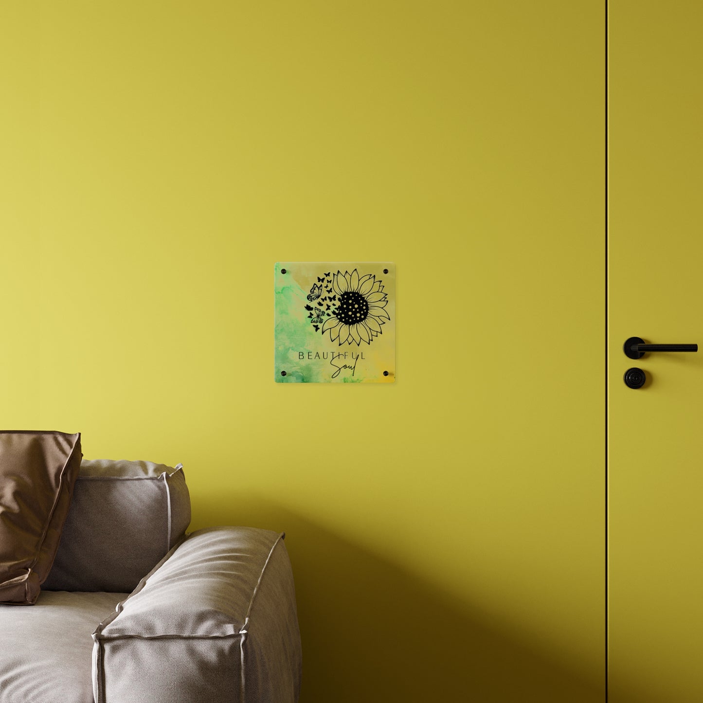 Beautiful Soul Acrylic Wall Art Panel with Sunflower Design