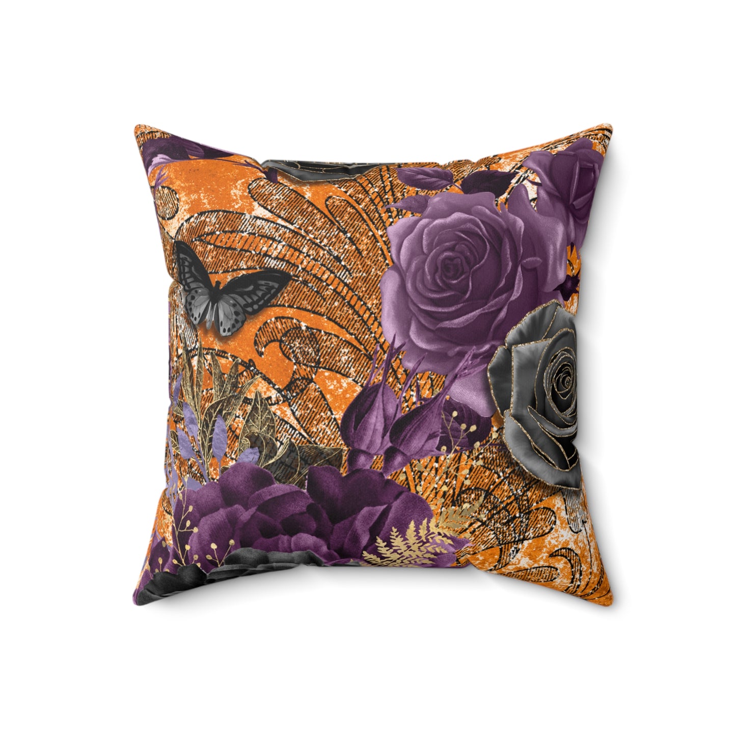 Elegant Floral Butterfly Pillow, Decorative Halloween Cushion, Home Decor, Autumn Aesthetic, Gift for Her, Floral Throw Pillow