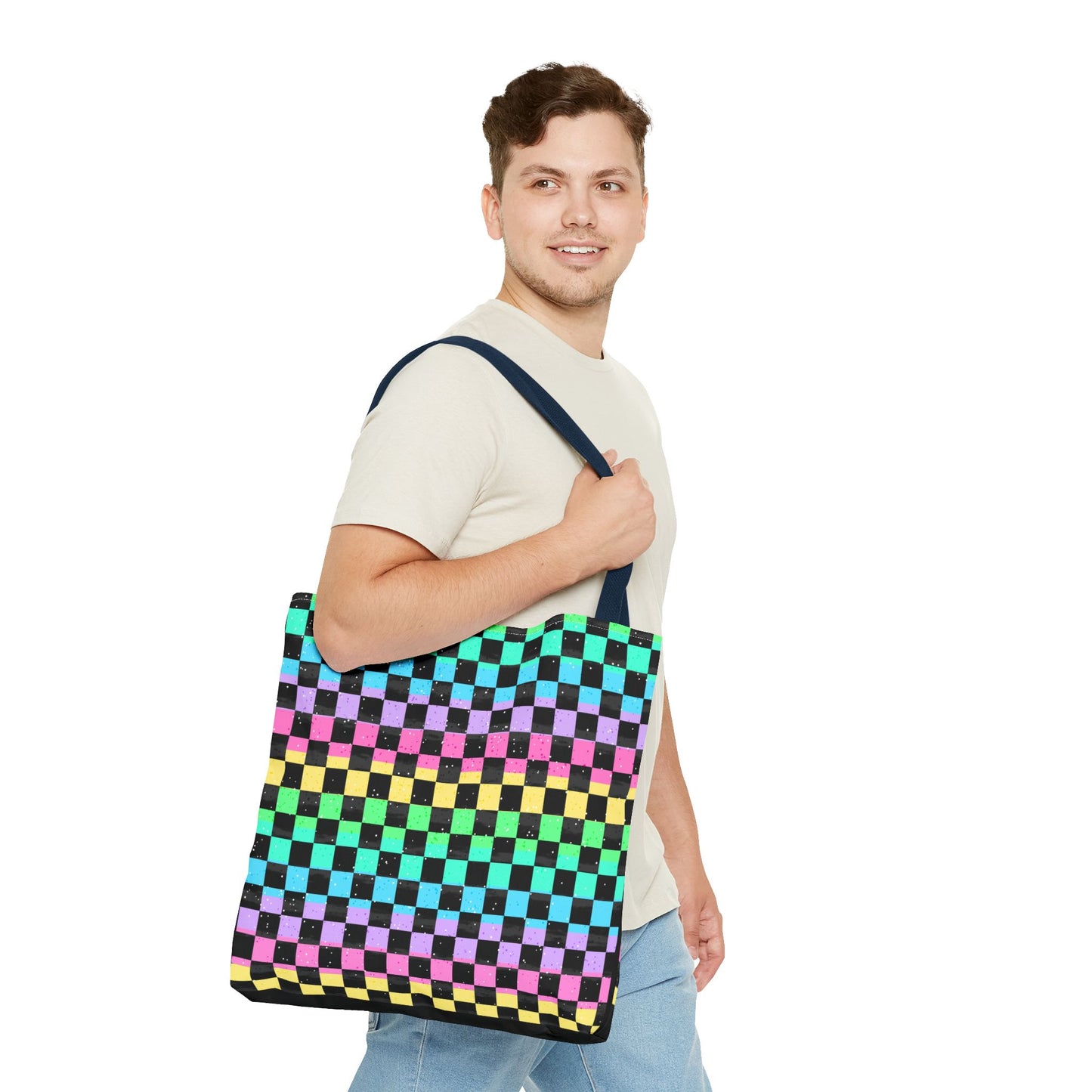 Colorful Checkerboard Tote Bag - Vibrant Reusable Shopping Bag, Eco-Friendly Gift, Summer Beach Accessory, Fashionable Everyday Tote
