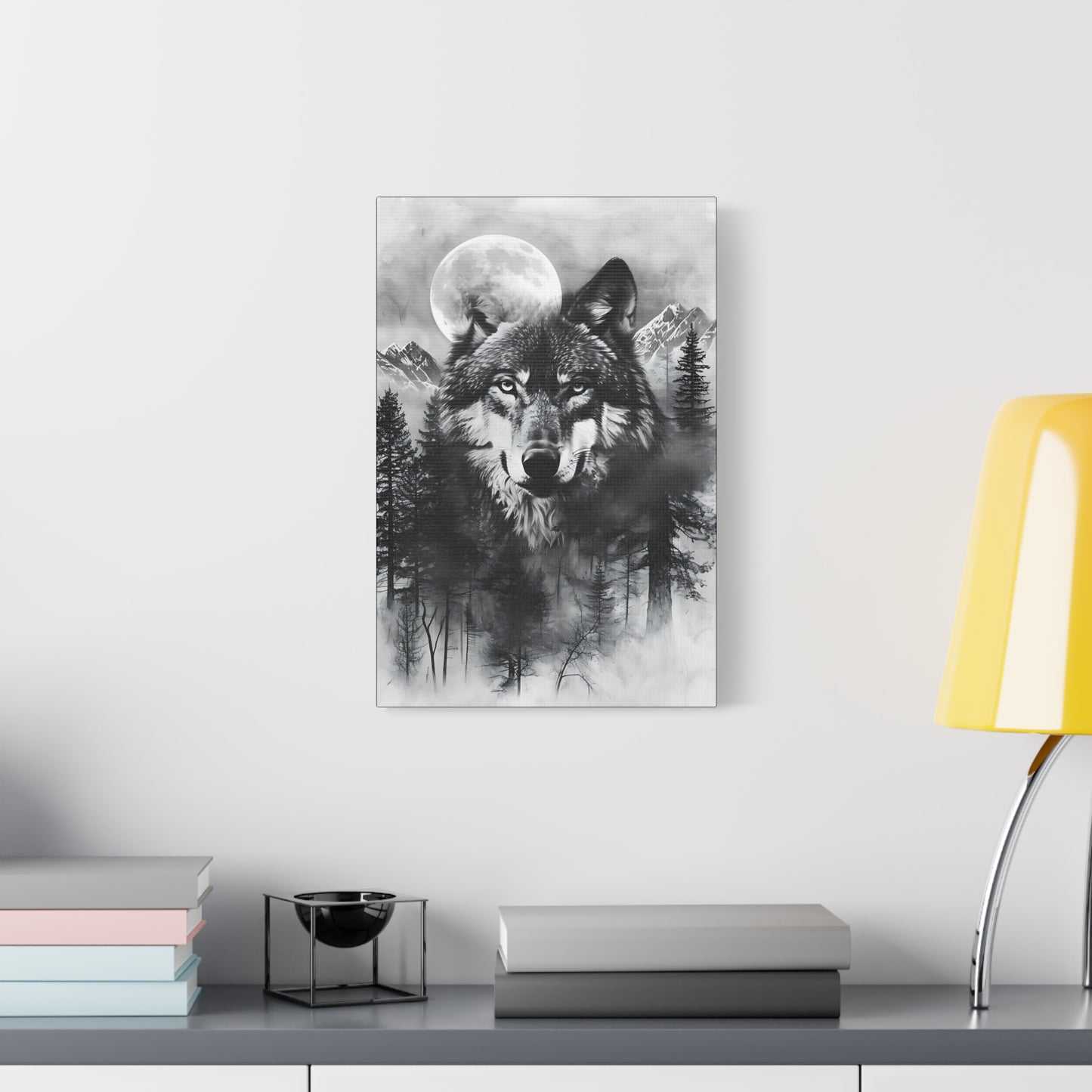 Majestic Wolf Canvas Wall Art - Black and White Wilderness Decor