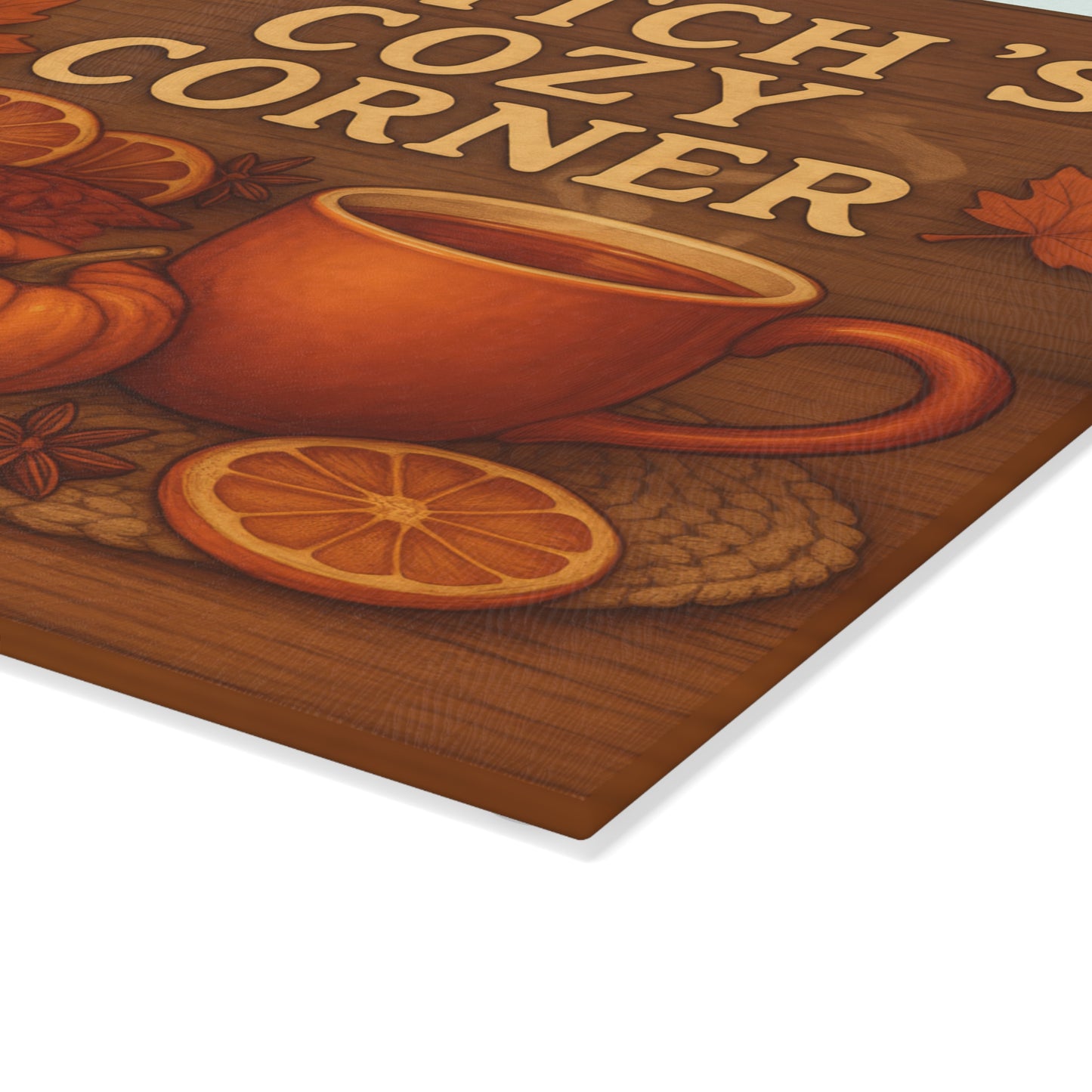 Autumn-Themed Glass Cutting Board - Witch's Cozy Corner