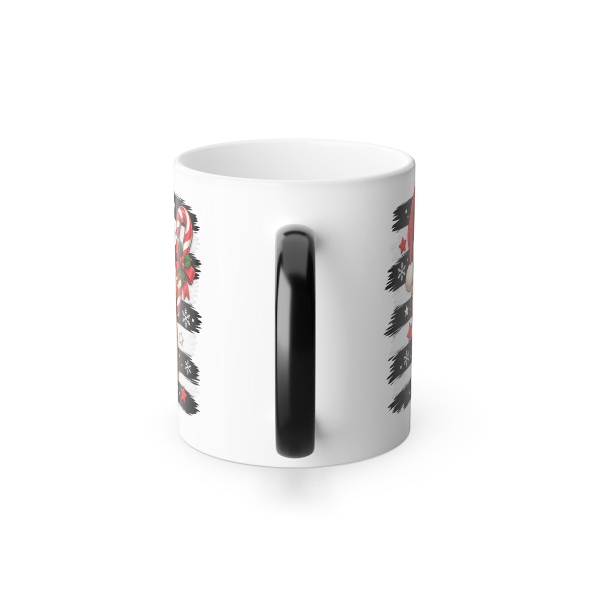 Cheerful Gingerbread Man in Santa Hat with Candy Cane Color Morphing Mug