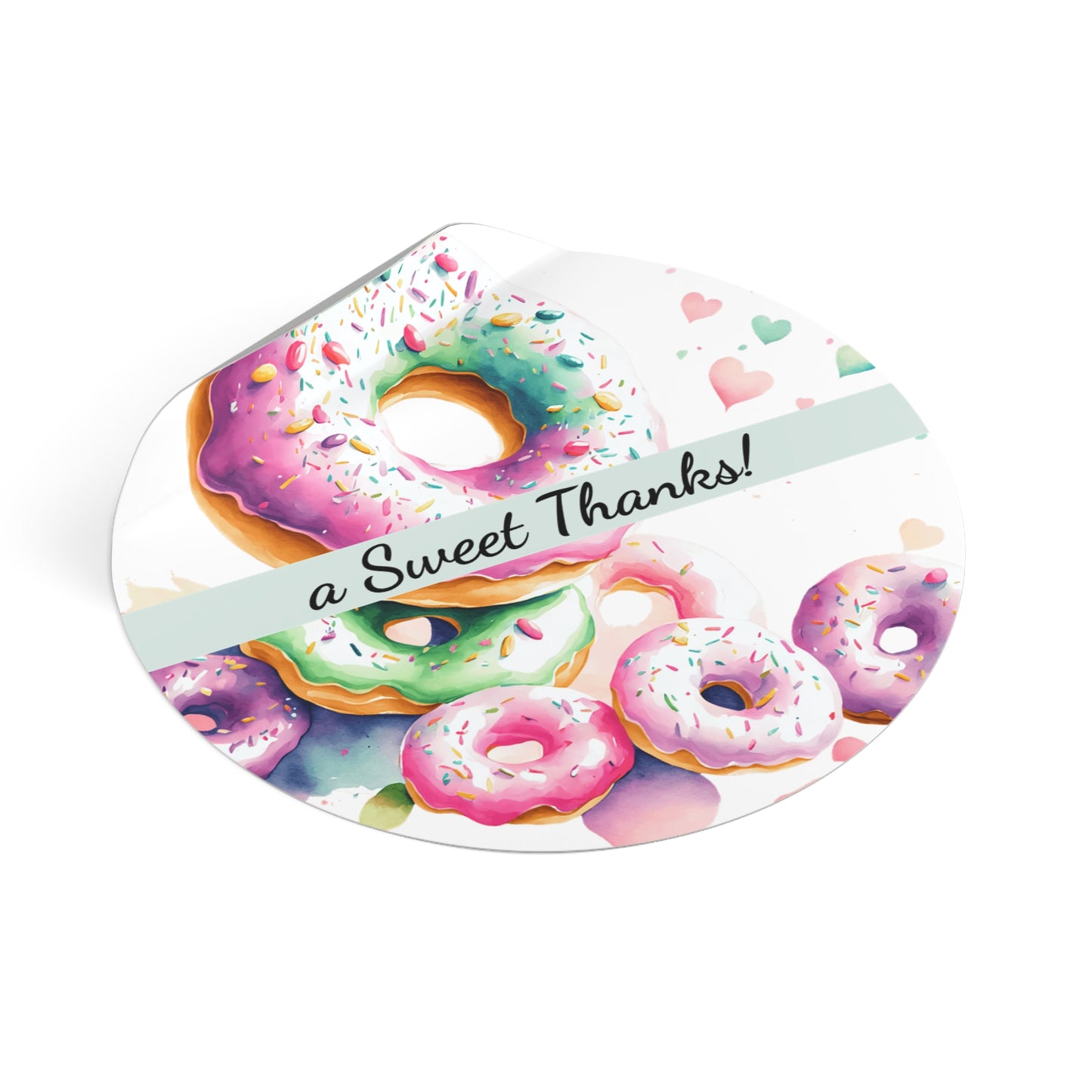 Custom Donut Round Vinyl Stickers | Sweet Thanks, Gift Labels, Party Favors, Wedding Decor, Custom Stickers