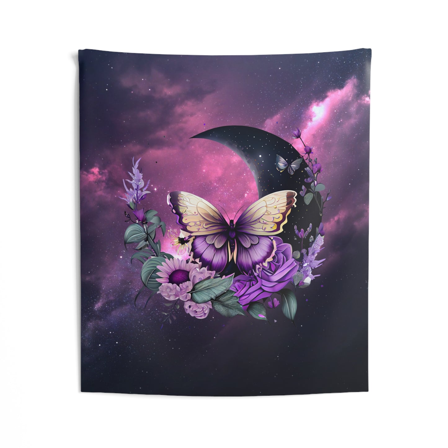 Celestial Butterfly Wall Tapestry | Boho Decor, Nature Art, Bedroom Wall Hanging, Gift for Her, Purple Tapestry