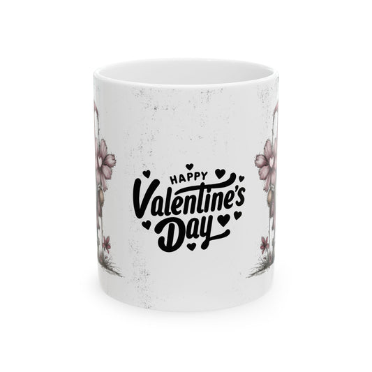 Ceramic Gnome Floral Mug "Happy Valentine's Day" — Happy Valentine’s Day 11oz/15oz
