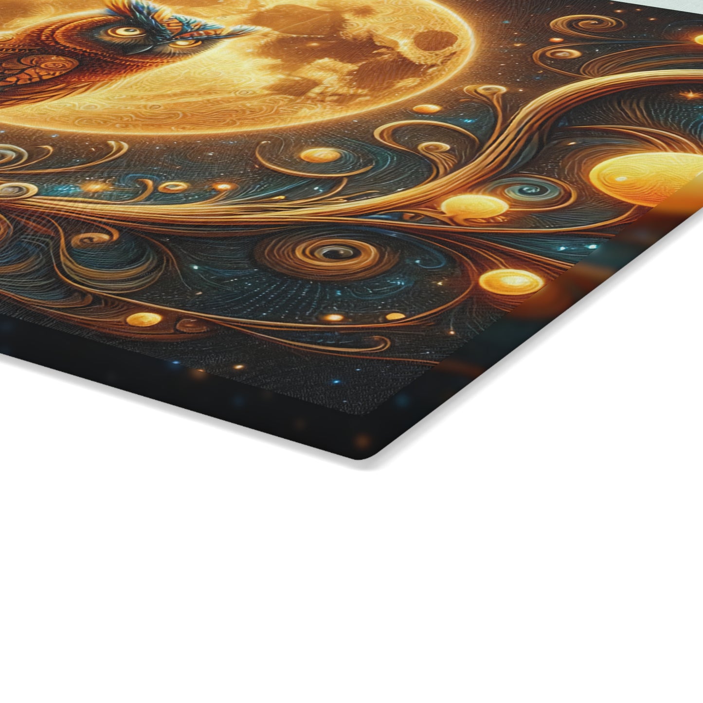 Owl Moonlit Glass Cutting Board - Artistic Kitchen Decor