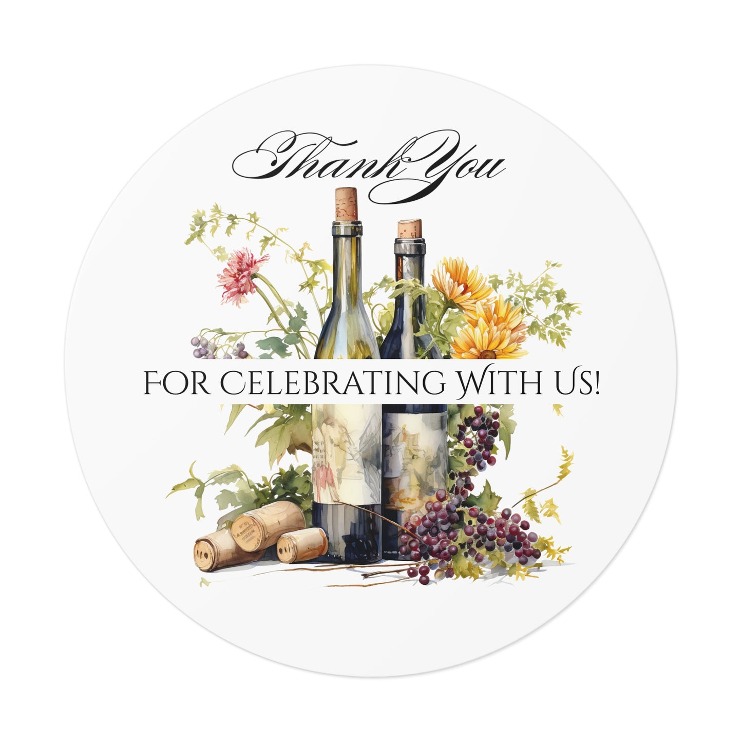 Custom Thank You Vinyl Stickers for Weddings, Party Favors, Engagements, Floral Design, Personalized Name Labels, Celebration Decal