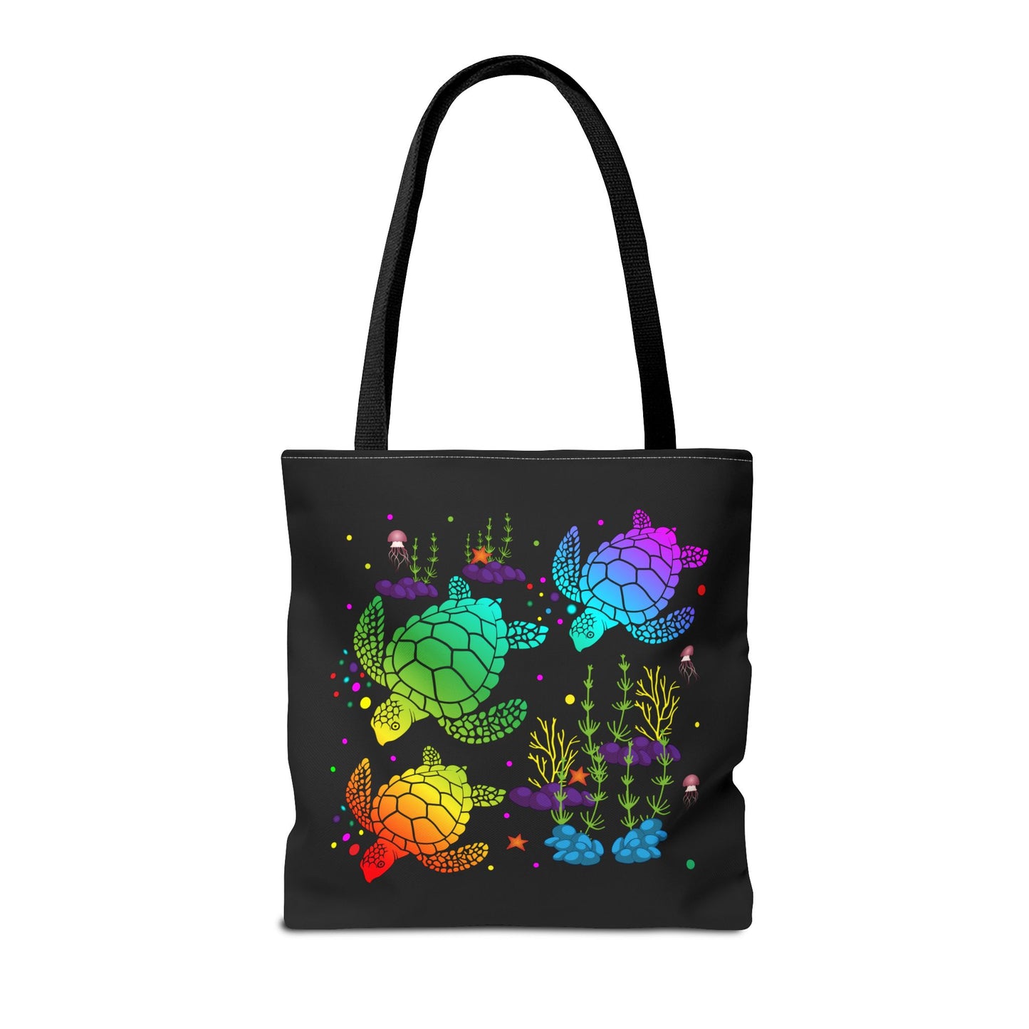 Rainbow Turtle Tote Bag - Eco-Friendly Reusable Shopper, Beach Bag, Gift for Ocean Lovers, Summer Fun, Art Tote