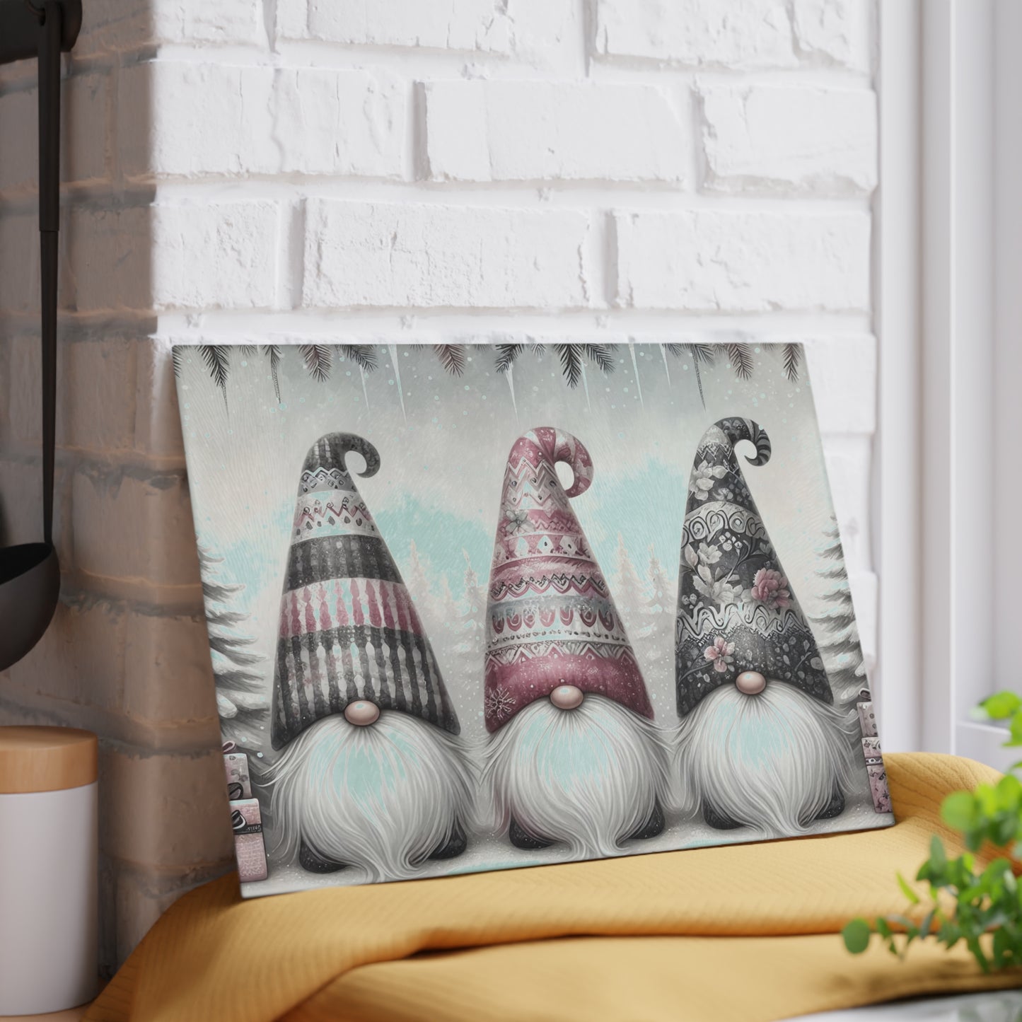 Festive Gnome Glass Cutting Board - Perfect for Holiday Cooking & Entertaining