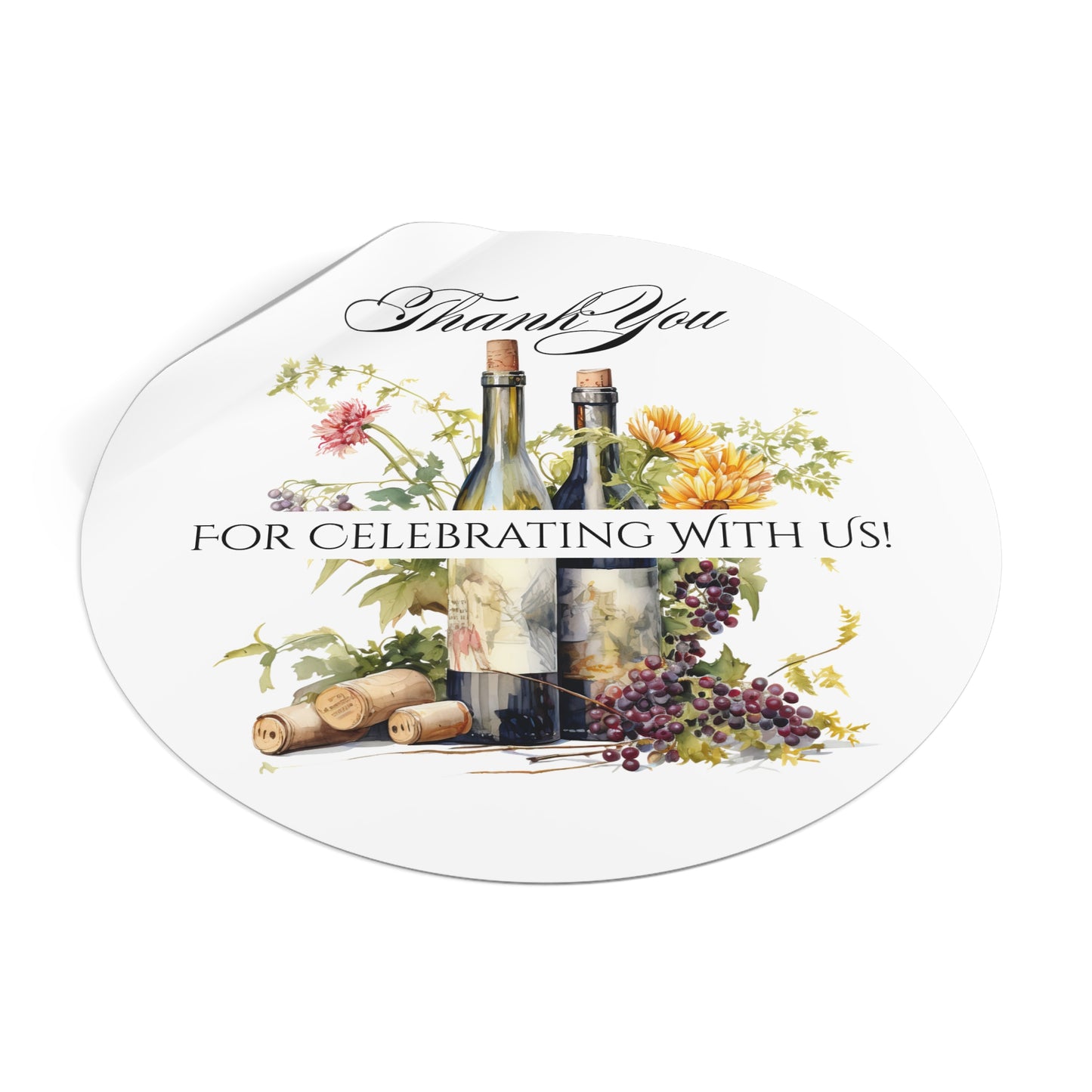 Custom Thank You Vinyl Stickers for Weddings, Party Favors, Engagements, Floral Design, Personalized Name Labels, Celebration Decal