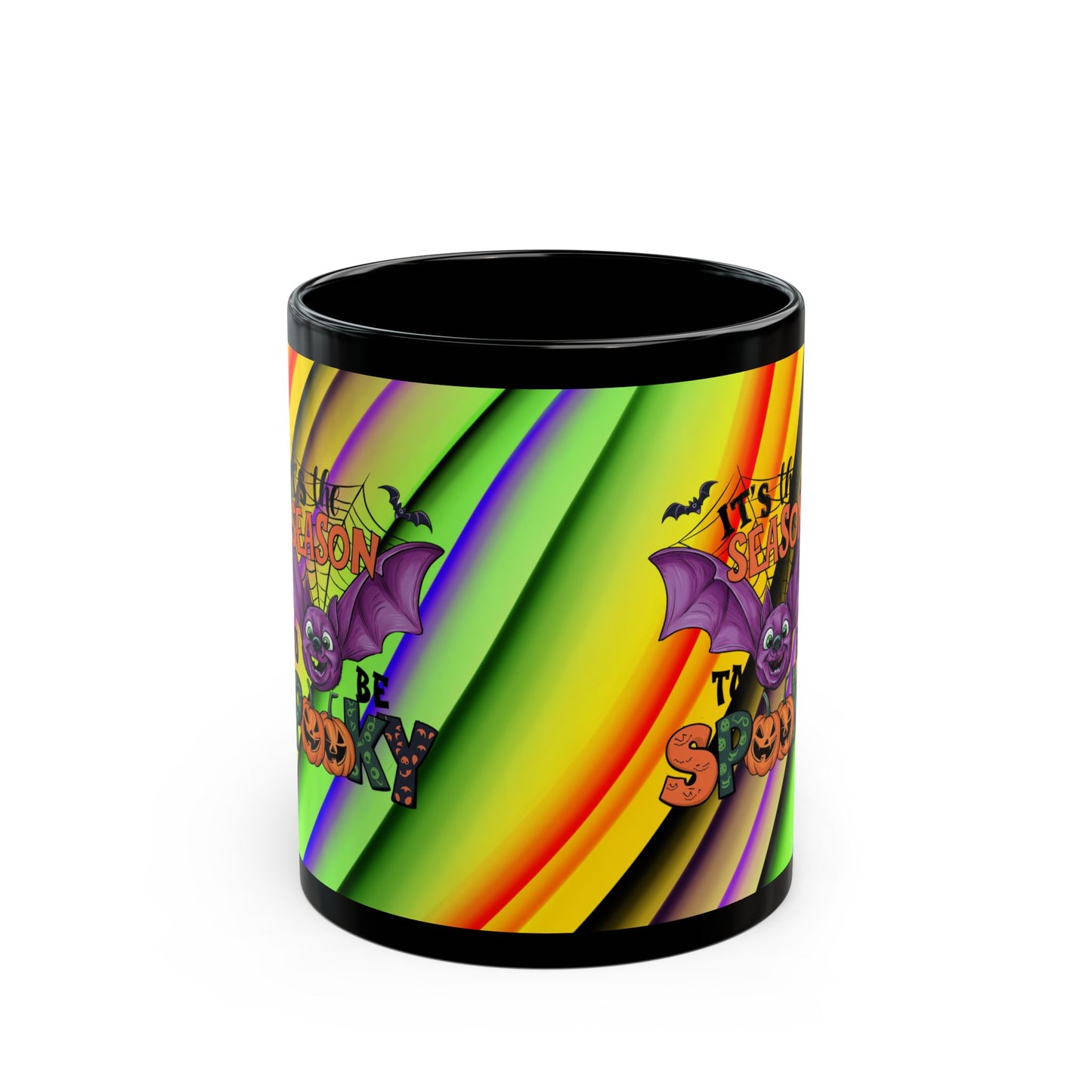 Halloween Theme Black Mug (11oz, 15oz), Cute Halloween Expression, Halloween Lovers, Coffee, Tea, Hot Chocolate Lovers Gift Idea