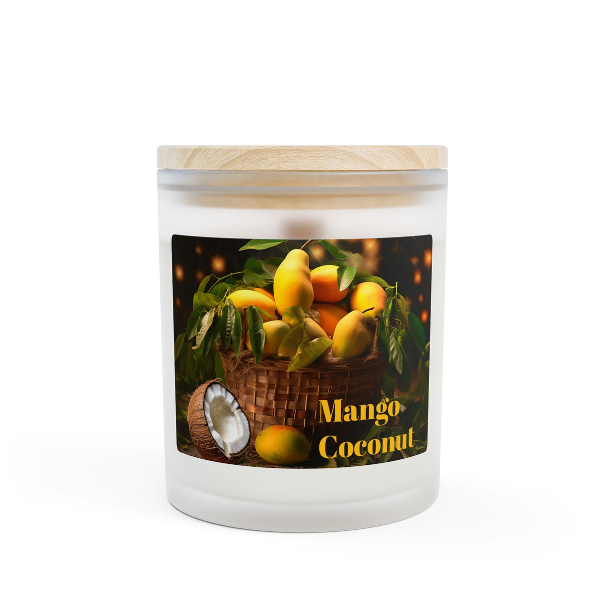 Vanilla Frosted Glass Candle – 11oz Scented Soy Candle with Wooden Lid
