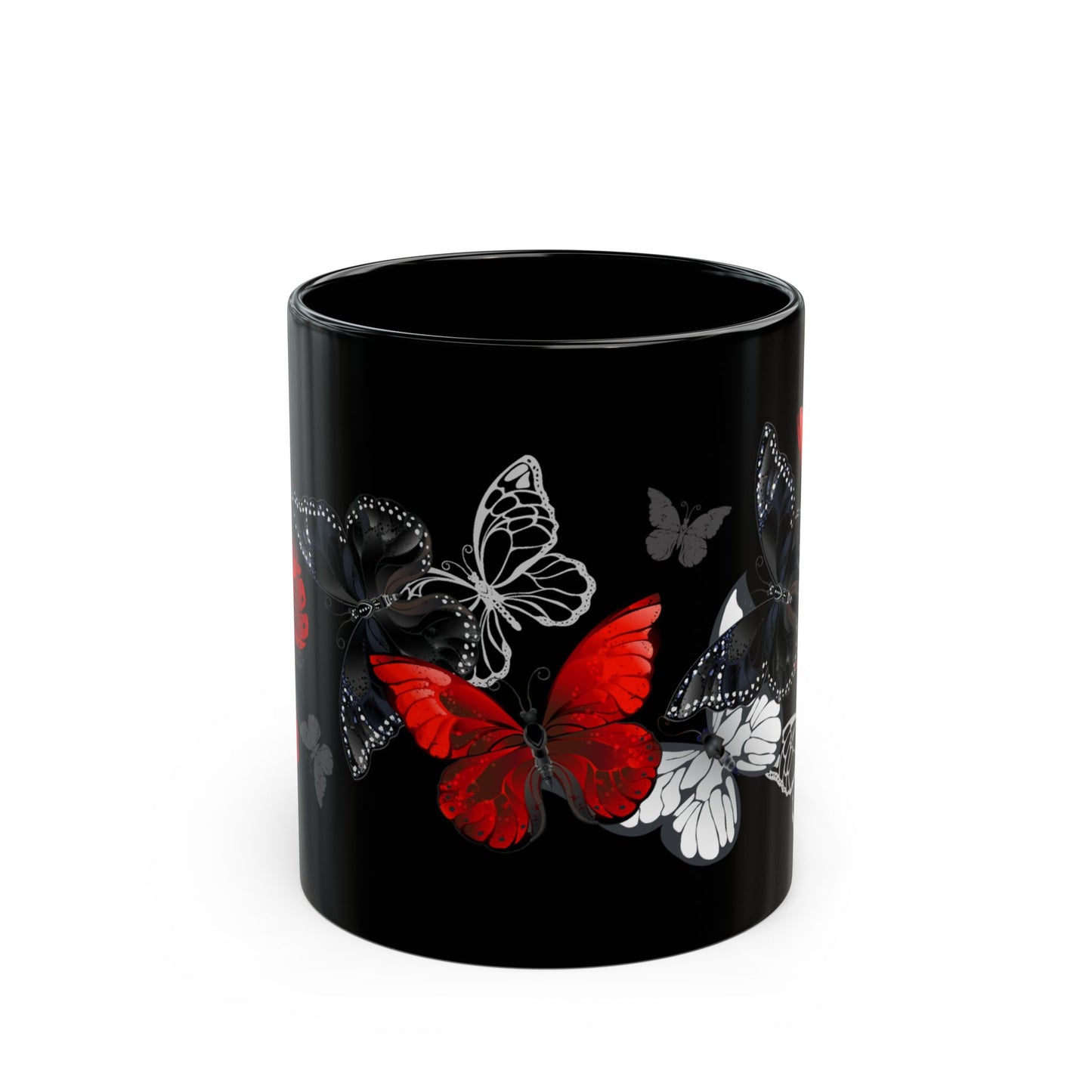 Elegant Butterfly Black Mug - 11oz & 15oz | Perfect Gift for Mothers, Nature Lovers