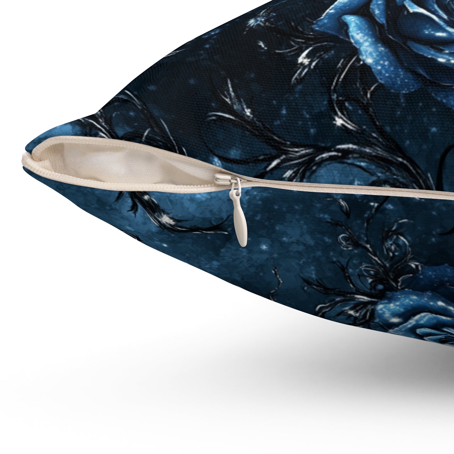 Elegant Gothic Blue Rose Square Pillow, Decorative Cushion, Home Decor, Gift for Her, Accent Pillow for Bedrooms, Cozy Living Room Decor