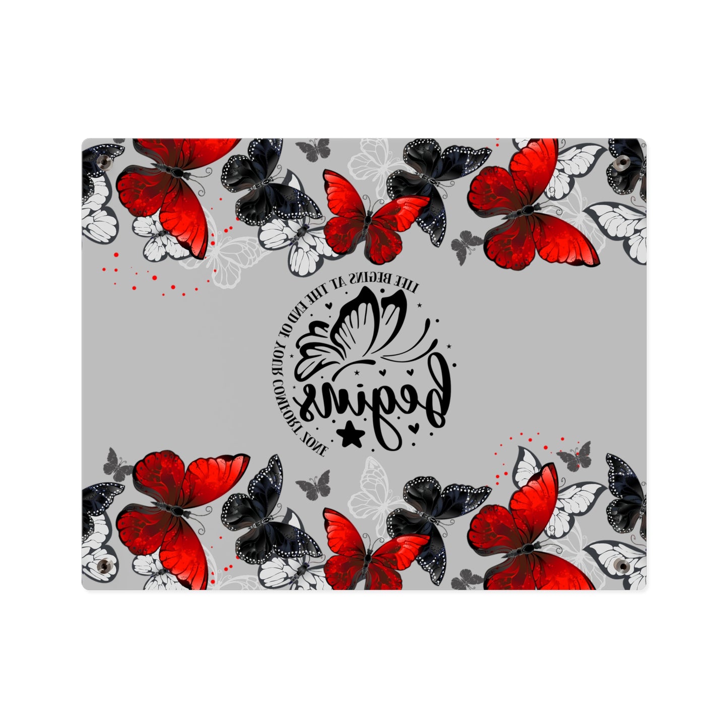 Inspirational Butterfly Acrylic Wall Art Panel - 'Life Begins' Decor