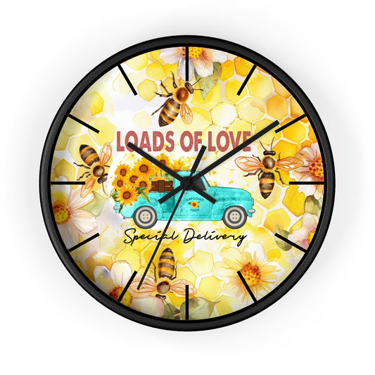 Sunflower Truck Honey Bees Wall Clock - Farmhouse Country Decor