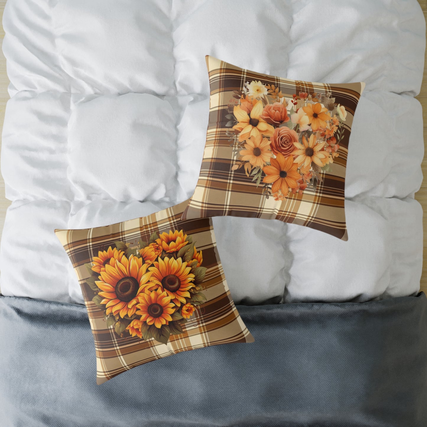 Fall Decor Square Poly Canvas Pillow, Beautiful Two-Sided Fall Decor Pillow for Home or Office, Stylish Fall Accent for Any Room