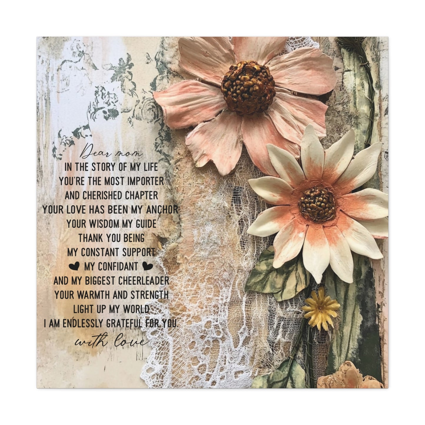 Floral Canvas Wall Art - Heartfelt Mom Appreciation Decor