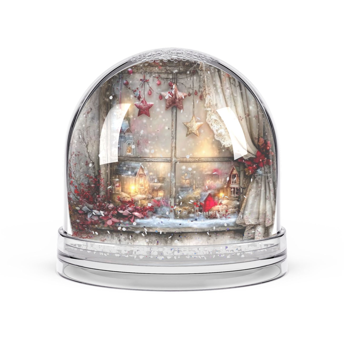 Christmas Window Snow Globe — Cozy Holiday Tabletop Decor
