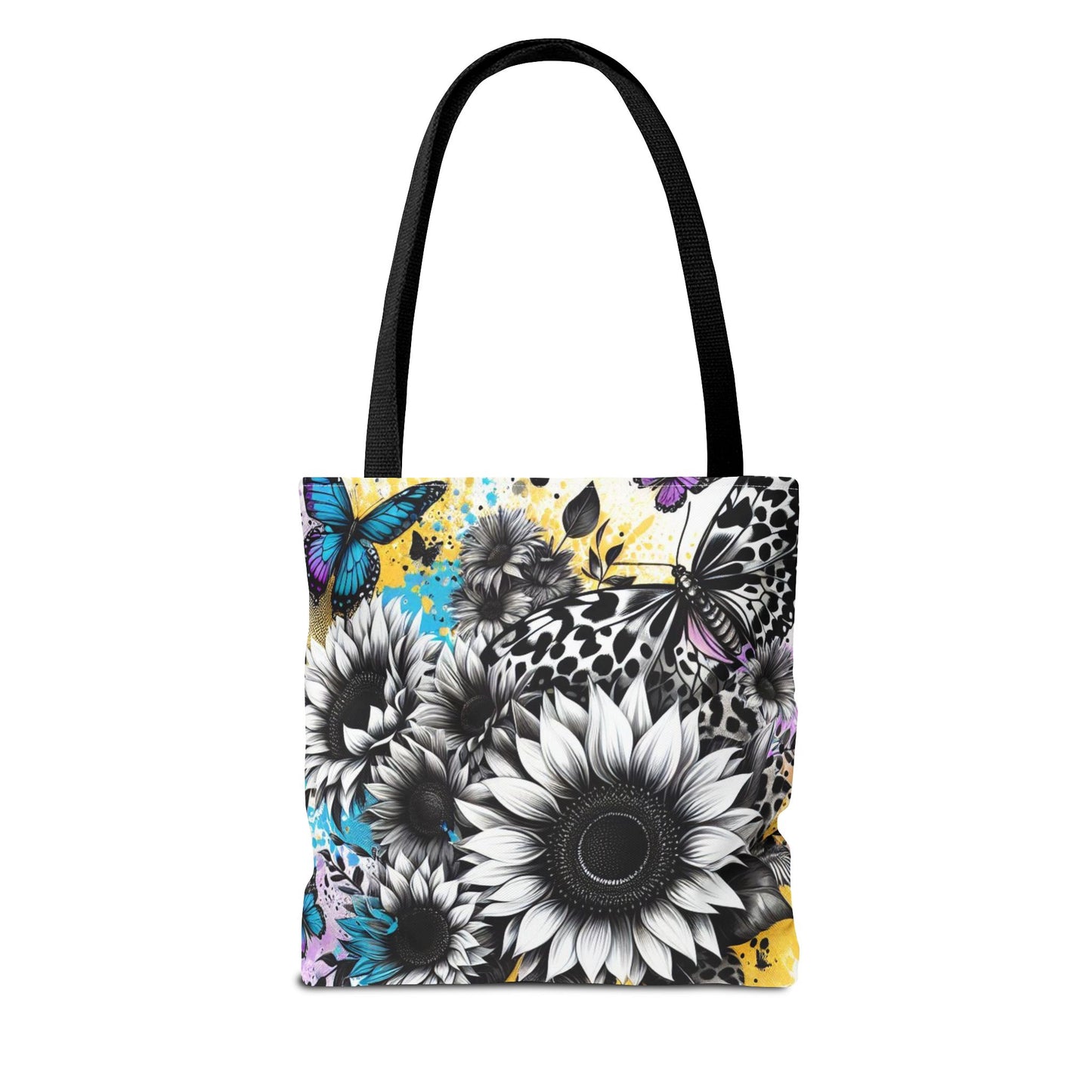 Sunflower & Butterflies Tote Bag — Color Splash Floral All-Over Print