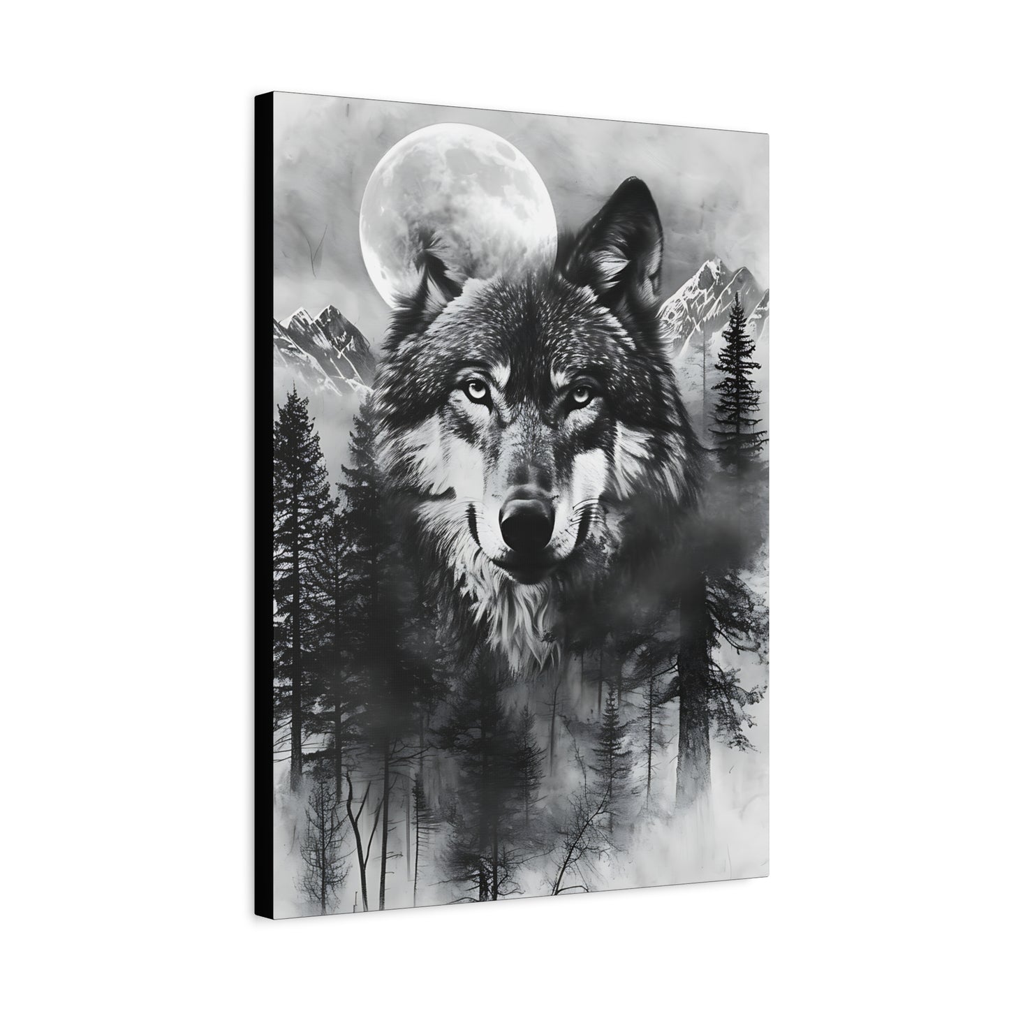 Majestic Wolf Canvas Wall Art - Black and White Wilderness Decor