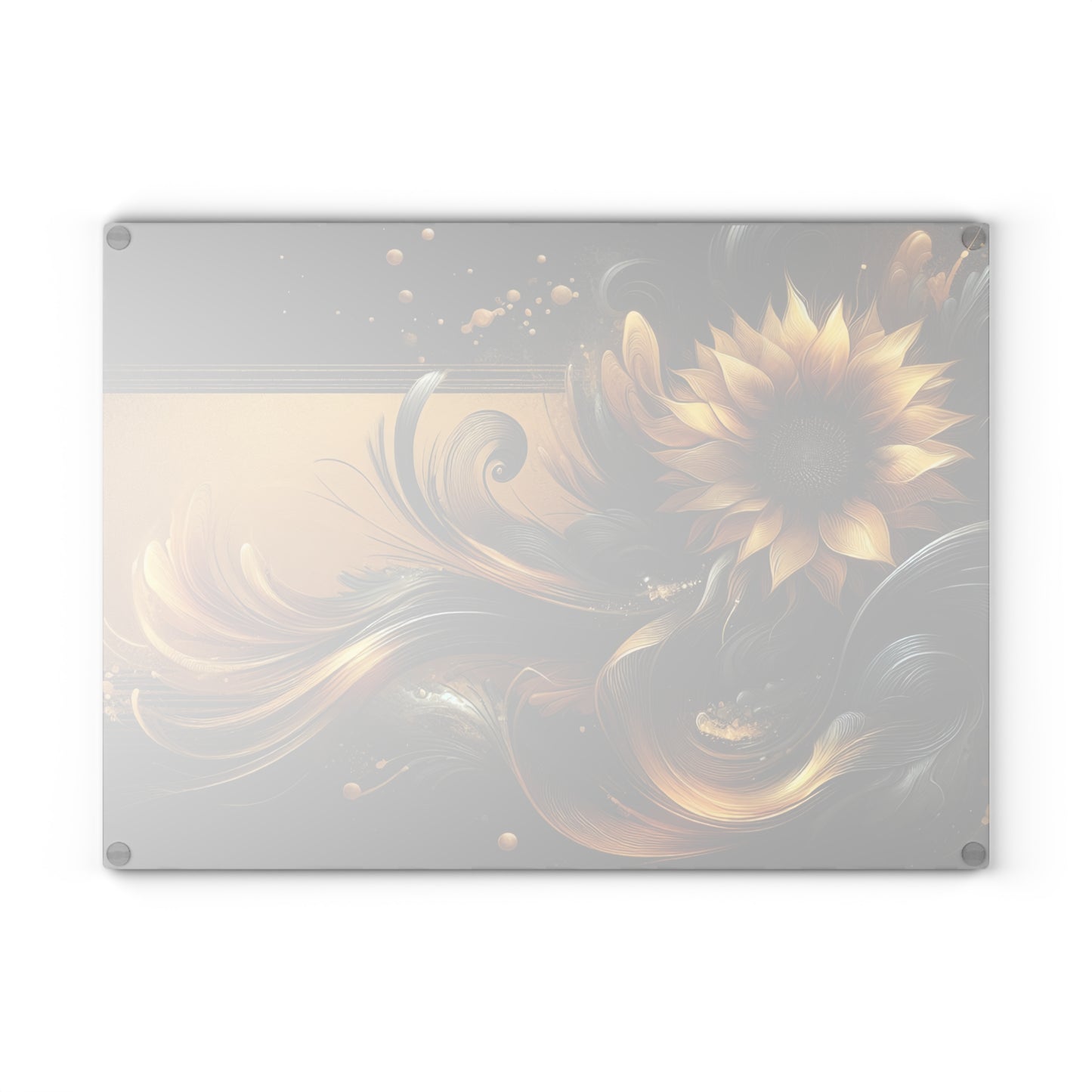 Artistic Sunflower Glass Cutting Board - Elegant Kitchen Decor for Home Chefs