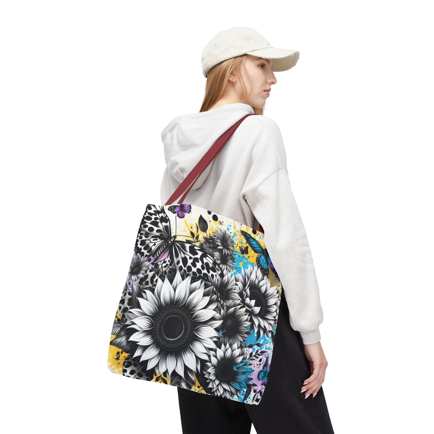 Sunflower & Butterflies Tote Bag — Color Splash Floral All-Over Print