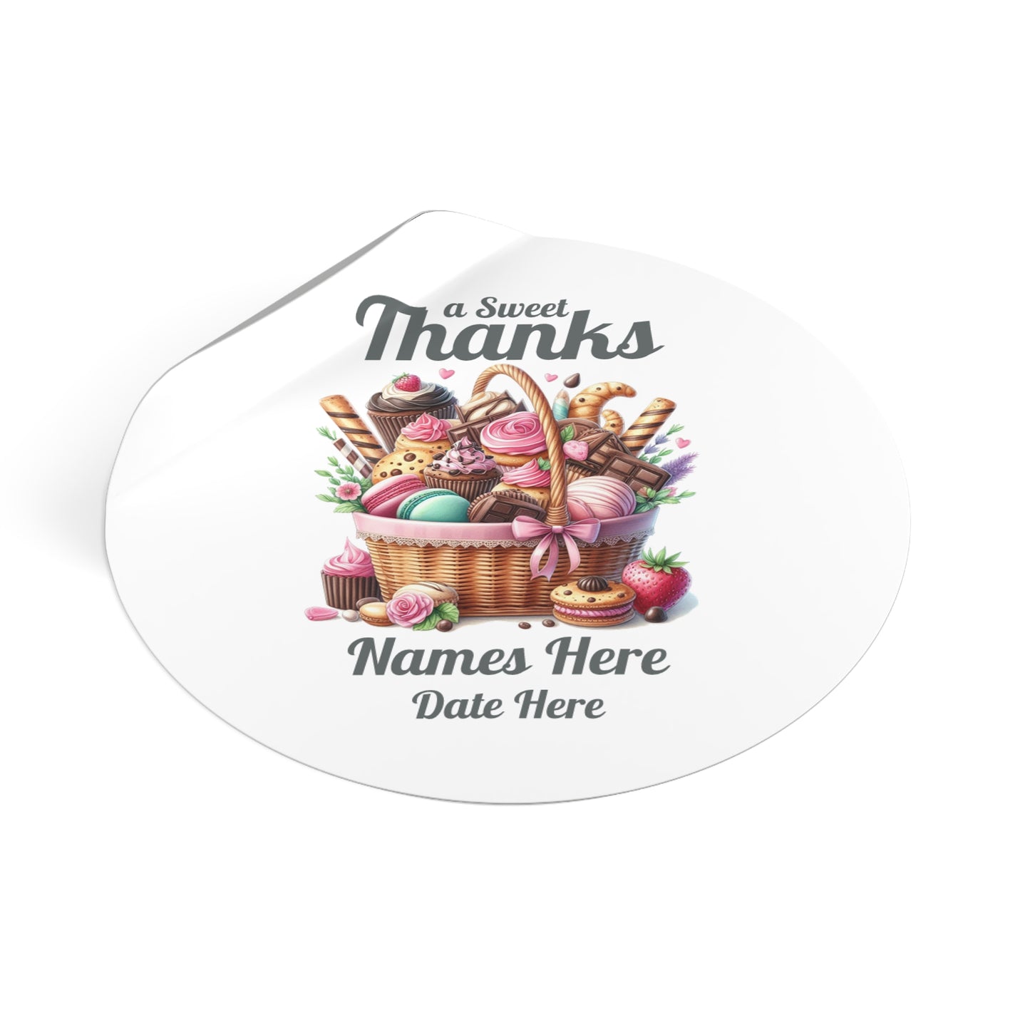 Sample Personalized Sweet Thanks Stickers for Events, Wedding Favors, Party Decor, Custom Labels, Gift Wrap
