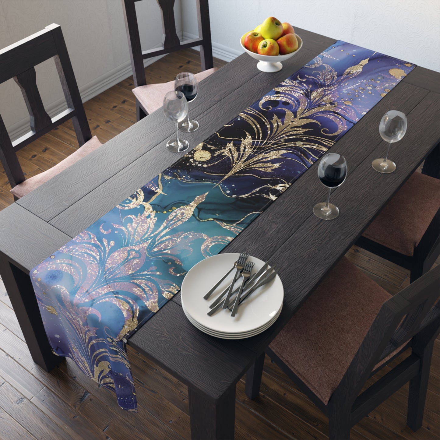 Elegant Floral Table Runner, Boho Dining Decor, Wedding Reception Tablecloth, Rustic Home Decor, Party Table Decoration