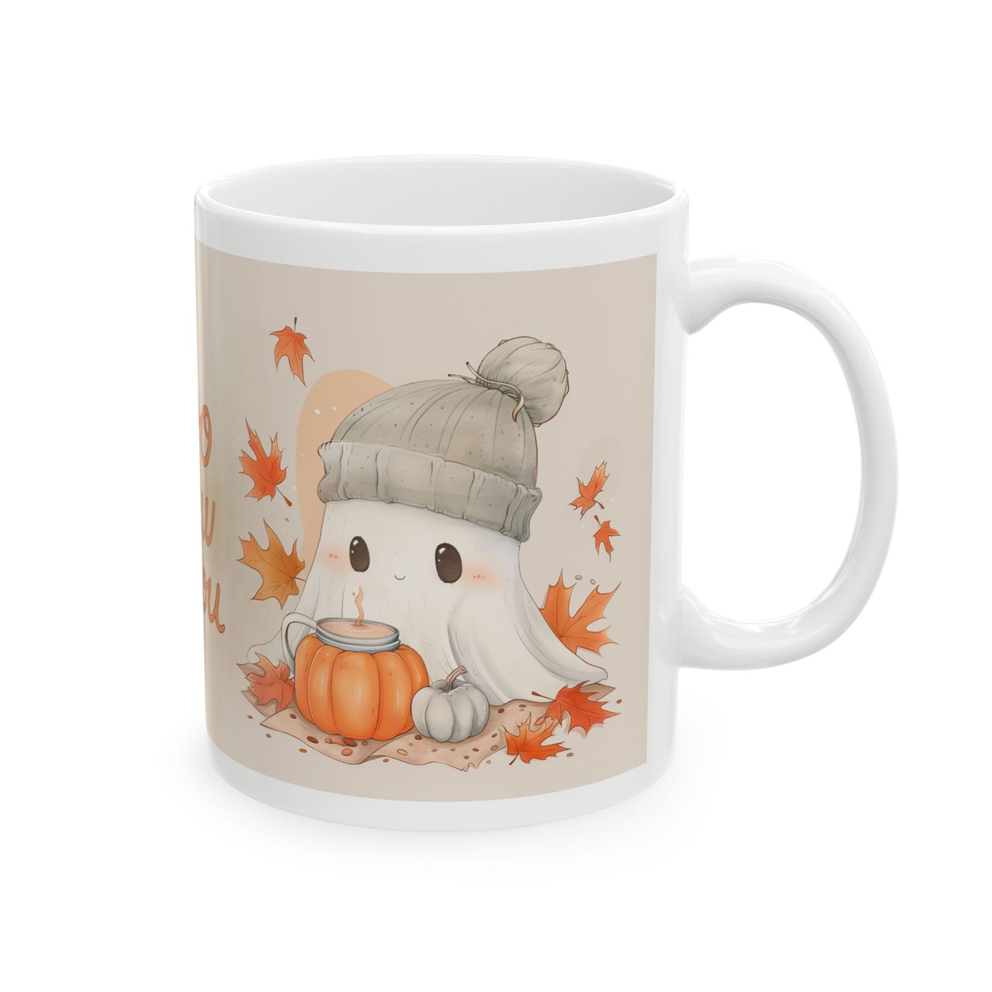 Autumn-Themed Ceramic Mug - "Boo Brew & You" - Perfect for Cozy Fall Days, Halloween, Gift for Coffee Lovers, Fall Decor, Seasonal Drinkware