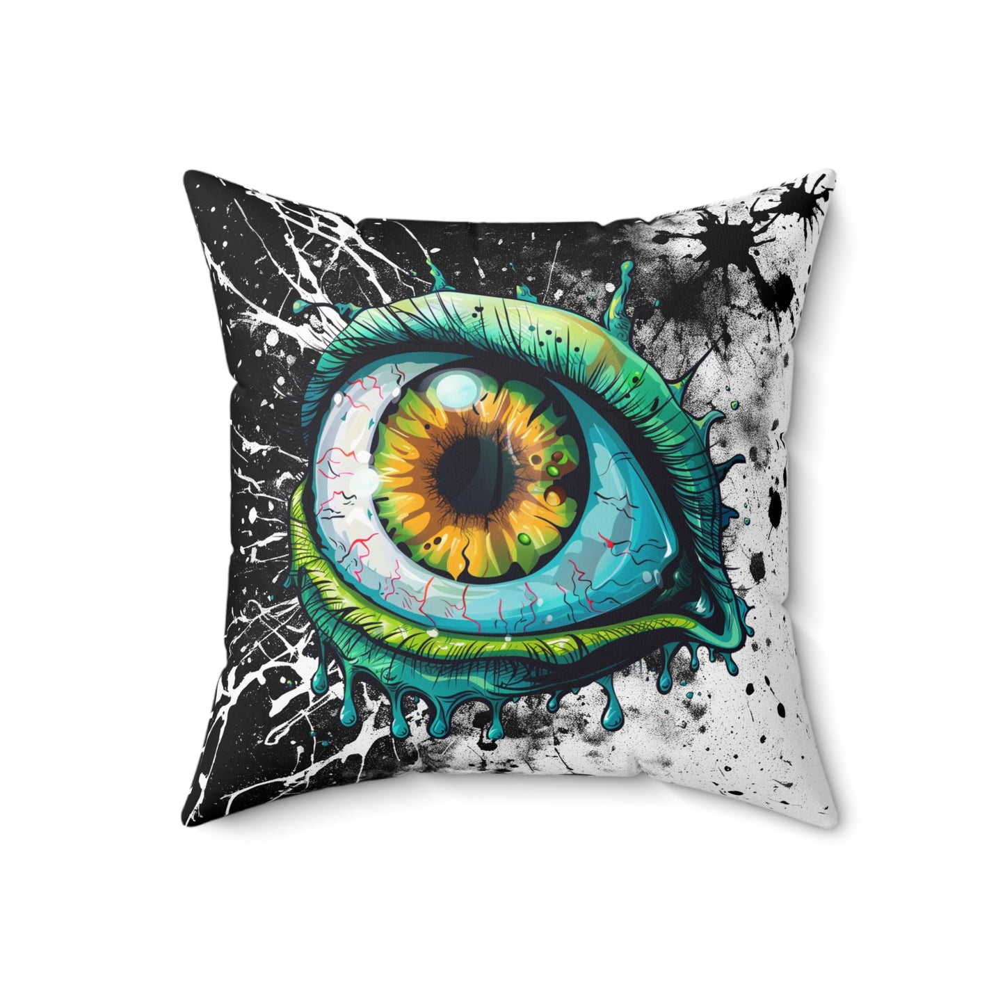 Halloween Theme Spun Polyester Square Pillow, One Eyeball Monster Halloween Decor, Accent for Any Room, Halloween and Monster Lovers