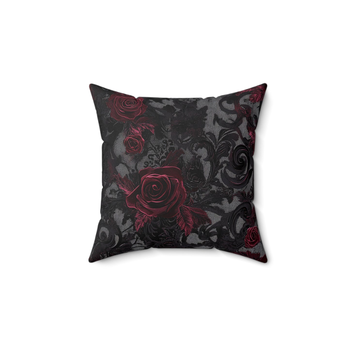 Gothic Rose Decorative Pillow - Black Floral Vintage Home Decor Gift