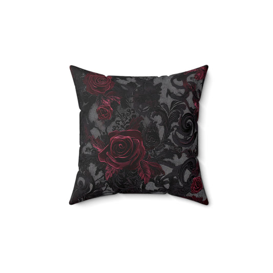 Gothic Rose Decorative Pillow, Black Floral Accent, Vintage Home Decor, Cozy Sofa Cushion, Ideal Gift for Her