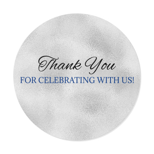 Elegant Wedding Thank You Stickers, Round Vinyl Stickers for Parties, Favors, Celebrations, Personalized Gifts, Customizable Stickers