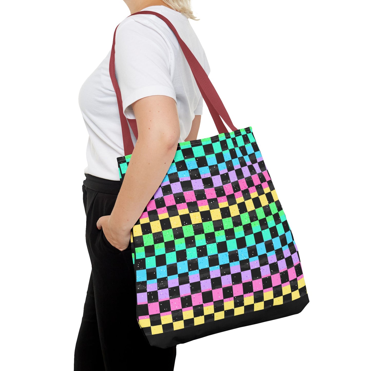 Colorful Checkerboard Tote Bag - Vibrant Reusable Shopping Bag, Eco-Friendly Gift, Summer Beach Accessory, Fashionable Everyday Tote