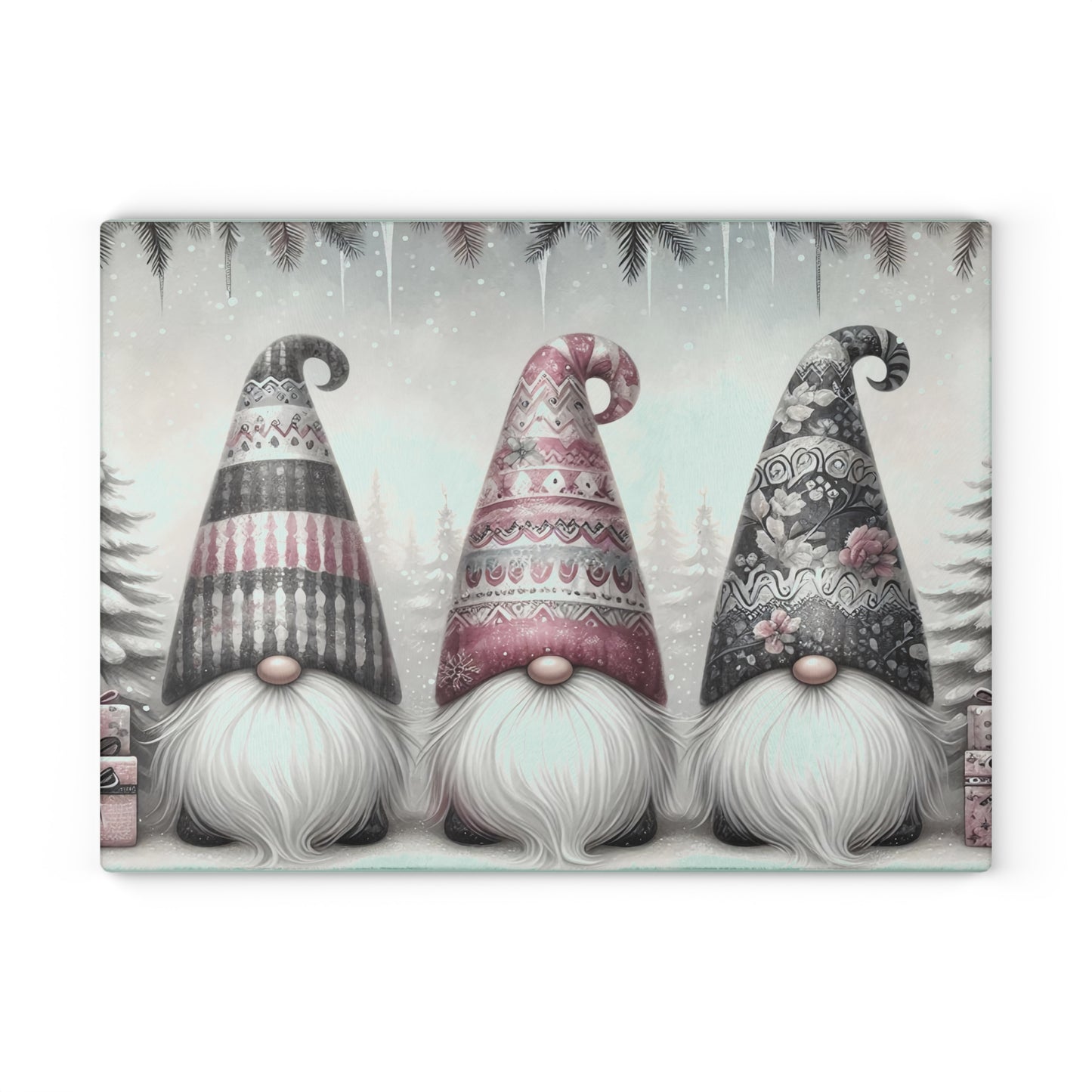 Festive Gnome Glass Cutting Board - Perfect for Holiday Cooking & Entertaining