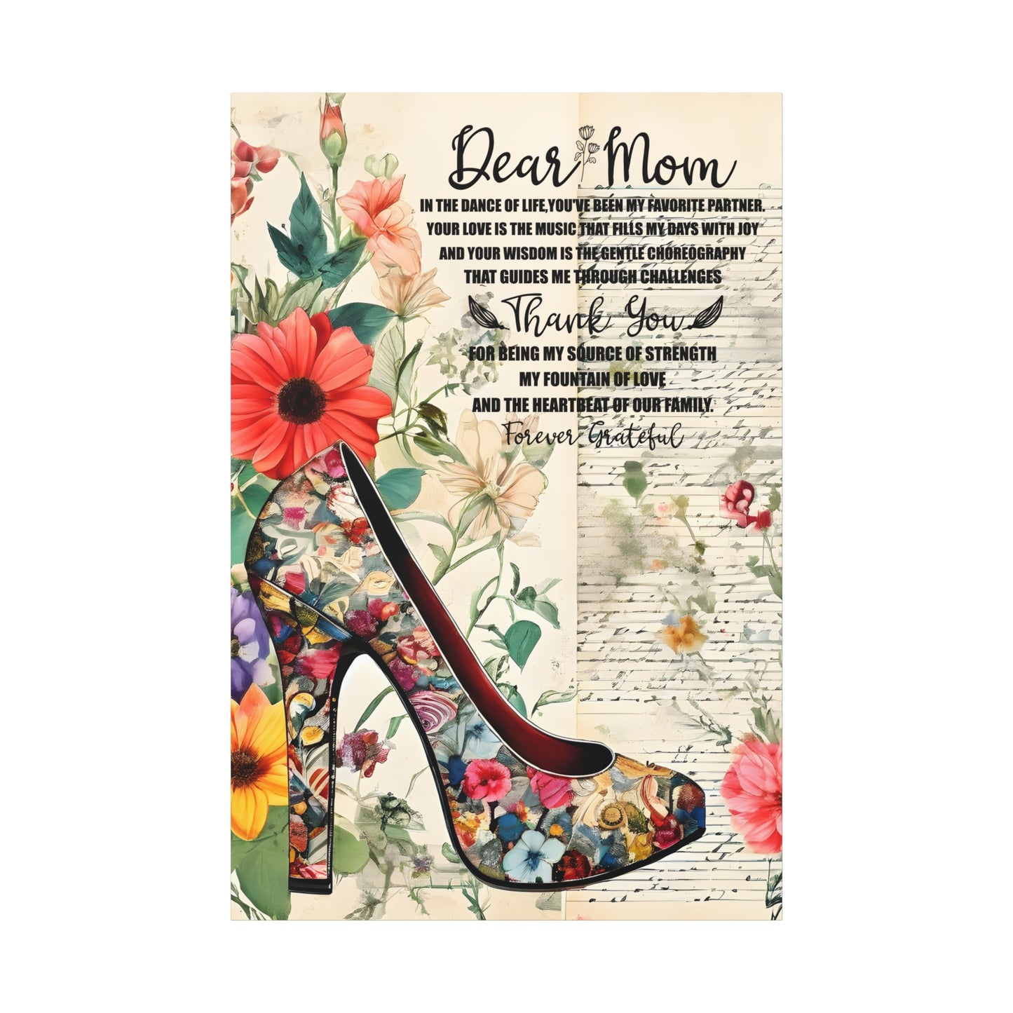 Inspirational Floral Canvas Wall Art for Mom - Perfect Gift for Mother's Day