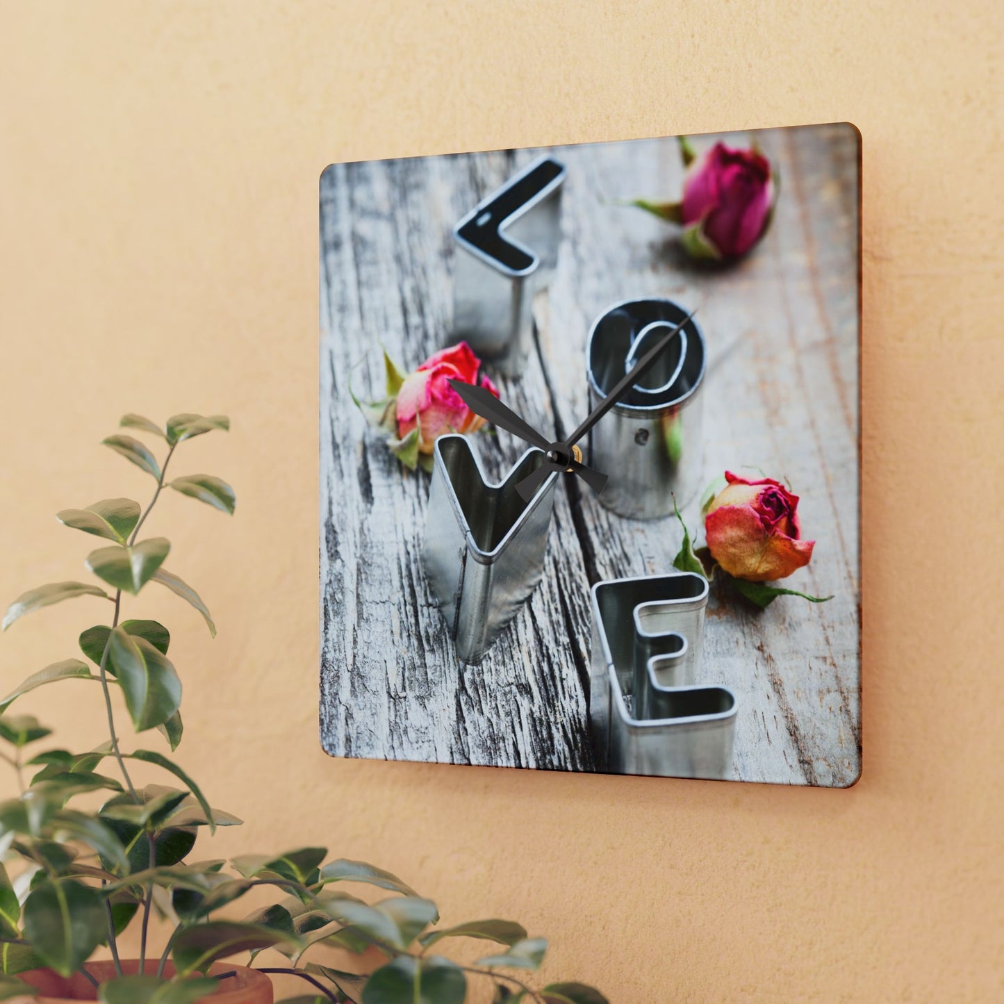 Rustic Charm Acrylic Wall Clock - Farmhouse Home Office Decor