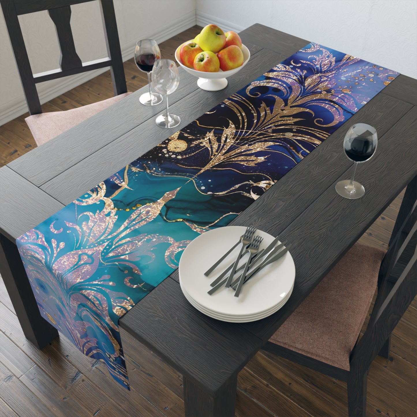 Elegant Floral Table Runner, Boho Dining Decor, Wedding Reception Tablecloth, Rustic Home Decor, Party Table Decoration