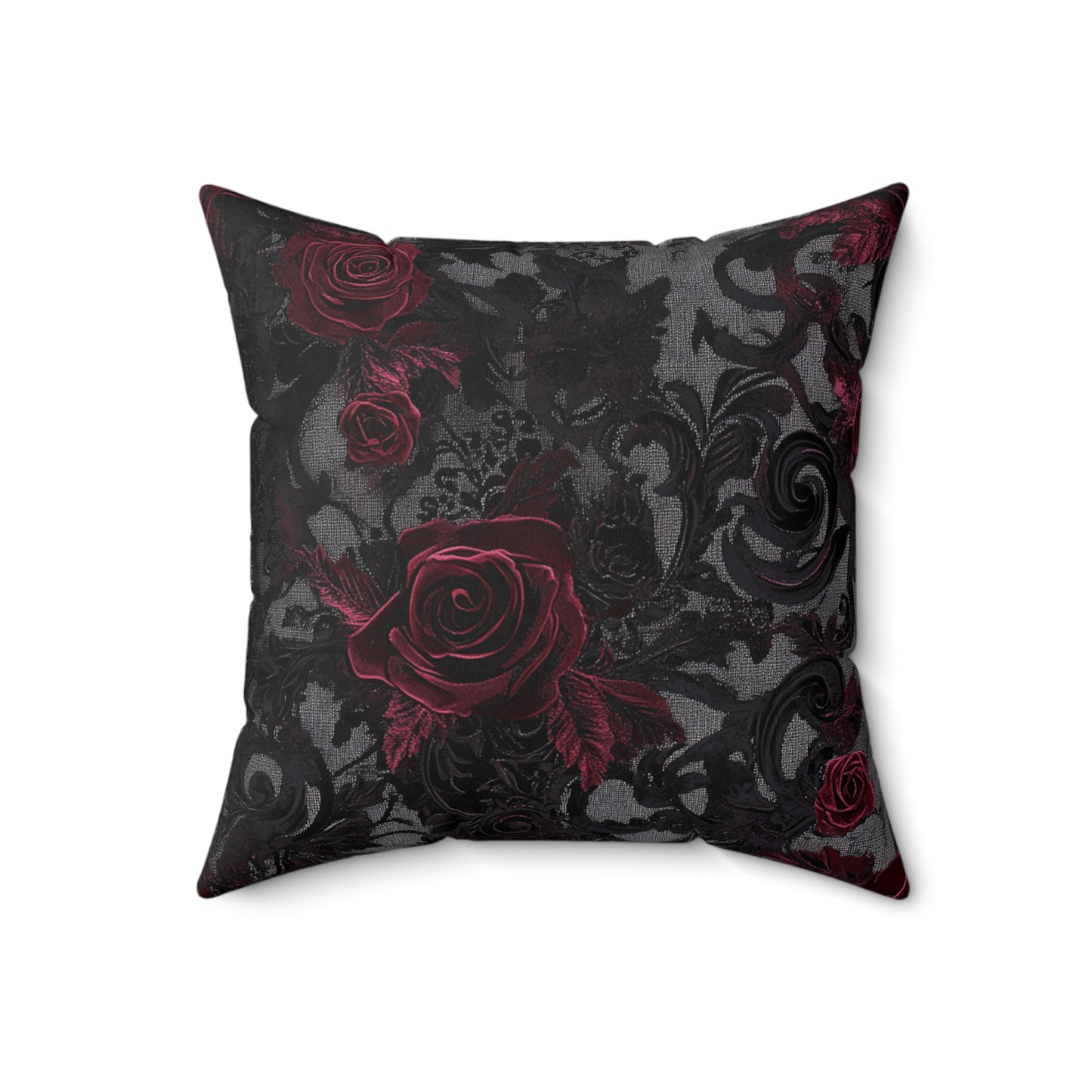 Gothic Rose Decorative Pillow - Black Floral Vintage Home Decor Gift