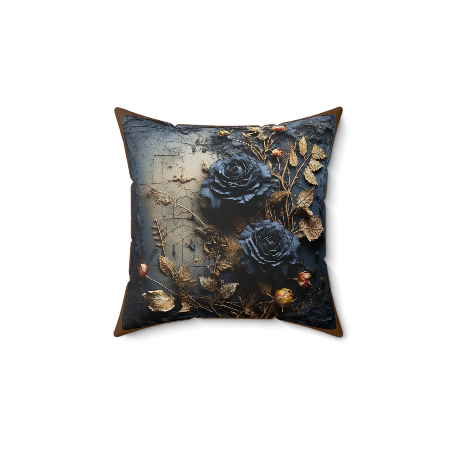 Elegant Floral Decorative Pillow with Gold Accents, Luxurious Home Decor, Gift for Housewarming, Wedding, or Anniversary